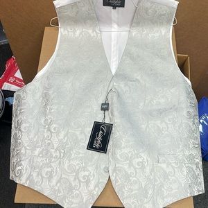 Platinum Paisley Tuxedo Vest Size 2X New